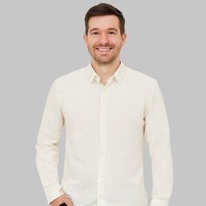 STANTT Men's Cream and Black Dot Shirt Size 16.5